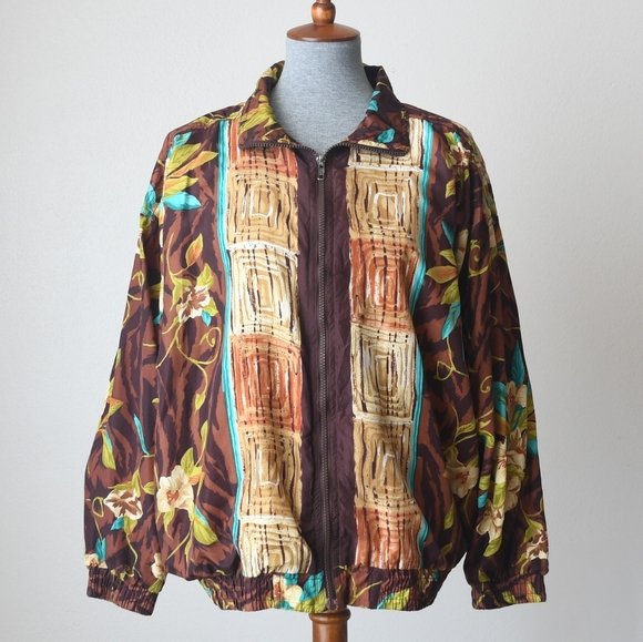 Vintage Floral & Geometric Print Windbreaker - Picture 3 of 7
